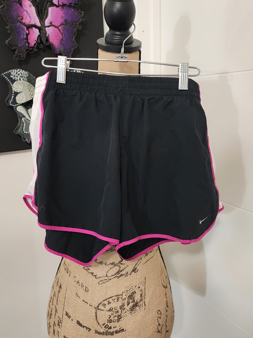 Nike Black Athletic Shorts with Pink Trim